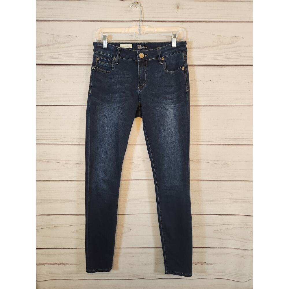 Kut From The Kloth Women's Blue Solid Mid Rise Mia Toothpick Skinny Jeans Size 4